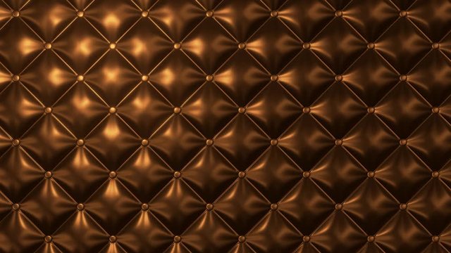 Diamond buttoned upholstery padding background, seamless animated light motion, 3d render
