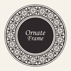 Decorative round modern art deco frame. Template for design. Elegant vector element with place for text. Vintage ornate border. Lace illustration for invitations and greeting cards