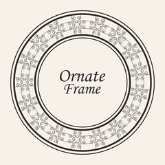 Decorative round modern art deco frame. Template for design. Elegant vector element with place for text. Vintage ornate border. Lace illustration for invitations and greeting cards