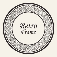 Decorative round modern art deco frame. Template for design. Elegant vector element with place for text. Vintage ornate border. Lace illustration for invitations and greeting cards