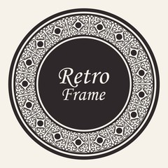 Decorative round modern art deco frame. Template for design. Elegant vector element with place for text. Vintage ornate border. Lace illustration for invitations and greeting cards
