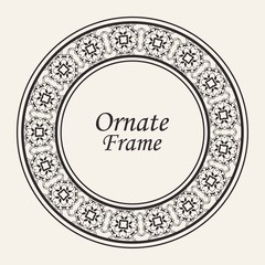 Decorative round modern art deco frame. Template for design. Elegant vector element with place for text. Vintage ornate border. Lace illustration for invitations and greeting cards