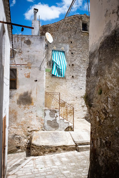 Glimpse of the old town of Pomarico. Basilicata, Italy