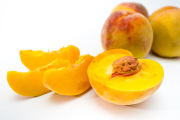 apricots on white background