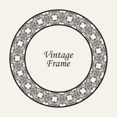 Decorative round modern art deco frame. Template for design. Elegant vector element with place for text. Vintage ornate border. Lace illustration for invitations and greeting cards