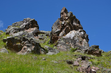 Fototapeta na wymiar Stone Fang of Gila su gorge (каменный клык ущелья Джилы Су)