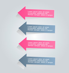 Business infographics tabs template for presentation, education, web design, banner, brochure, flyer. Pink and grey colors. Vector illustration.