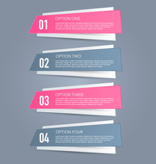 Business infographics tabs template for presentation, education, web design, banner, brochure, flyer. Pink and grey colors. Vector illustration.
