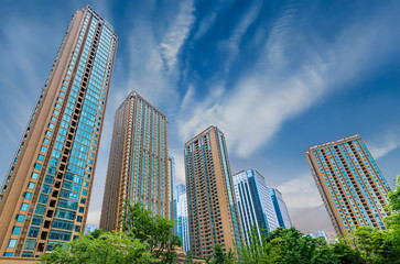 Fototapeta premium Commercial buildings and real estate in Chengdu, Sichuan Province, China