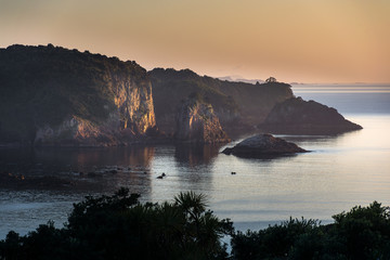 Beautiful cliff lighted by the soft light of the sunset, Hahei, Coromandel Peninsula © Javier