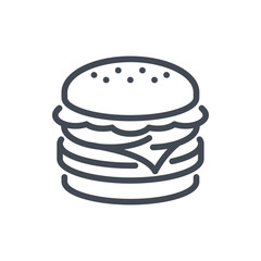 Hamburger and cheeseburger line icon. Vector outline sign.