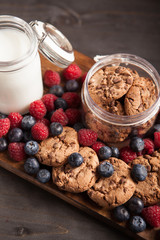 Healthy vegan oatmeal chocolate chip cookies with dark chocolate