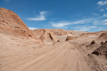 Fototapeta na wymiar sandy road in Atacama desert Chile