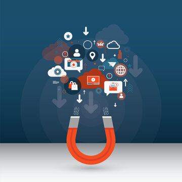 Attracting online customers. Inbound marketing concept