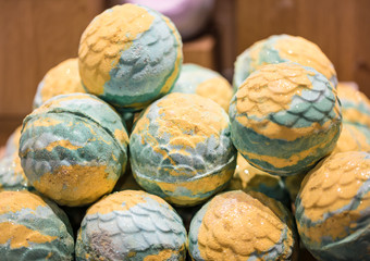 Shop of natural cosmetics, salt bombs for a bath