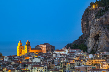 Fototapeta na wymiar Beautiful view of center of Cefalu in Sicily, Italy