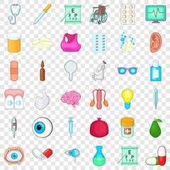 Aid kit icons set. Cartoon style of 36 aid kit vector icons for web for any design