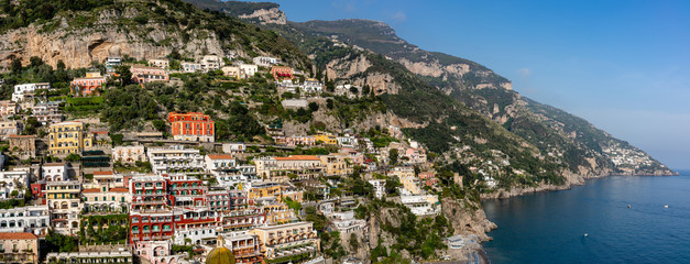 Fototapeta na wymiar Panoramic view of Positano town at Amalfi coast, Italy.