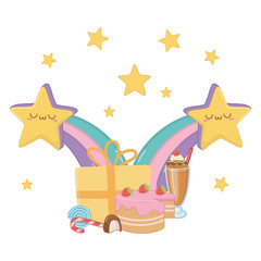Kawaii stars and happy birthday design