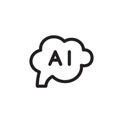 flat line artificial intelligence icon symbol sign, learning machine, logo template, vector, eps 10