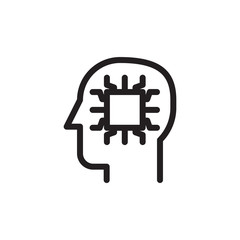 flat line artificial intelligence icon symbol sign, learning machine, logo template, vector, eps 10