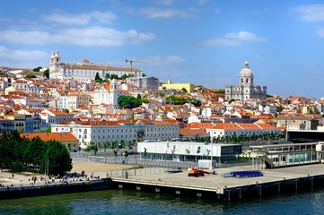 Naklejka na ściany i meble Jerónimos Monastery high on the hill in Lisbon