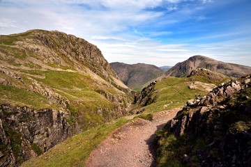 Sunlight on the track at Piers Gill