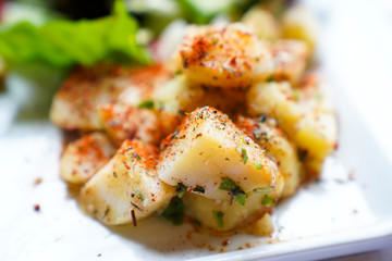 fresh potato salad with onion and spice 