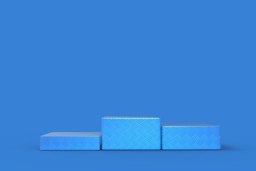 A platform to display the first three positions on a blue background 