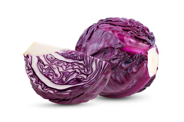 Red cabbage  isolated on white background. full depth of field