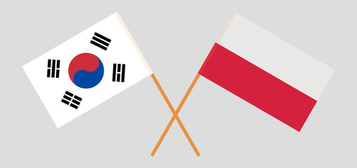 South Korea and Poland. Crossed Korean and Polish flags
