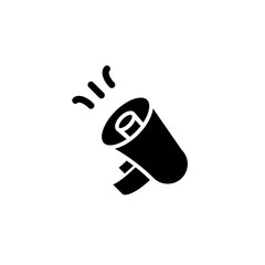 flat megaphone, loudspeaker, broadcasting, glyph icon symbol sign, logo template, vector, eps 10