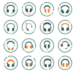 Headphones icons set