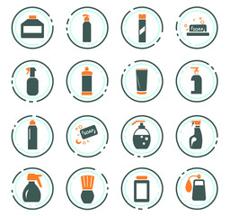 Household chemicals icons set