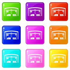 Storage and loading icons set 9 color collection isolated on white for any design