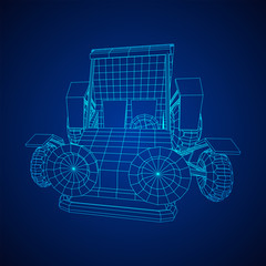 Off road dune buggy car. Terrain vehicle. Outdoor car racing, extreme sport oncept. Wireframe low poly mesh vector illustration