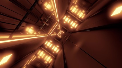 rotating space tunnel corridor background 3d illustration