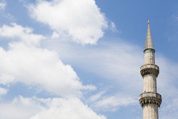 Minaret of Suleymaniye Mosque in Istanbul, Turkey