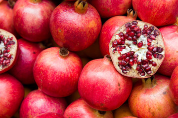 Fresh pomegranate on the market