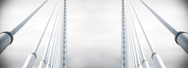 Fondo arquitectónico abstracto. Detalle de un puente colgante metálico sobre el cielo. Arquitectura e infraestructuras urbanas. Diseño e ingeniería en construcción.