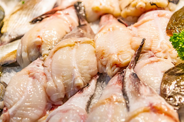 Monkfish (Lophius piscatorius) on the market