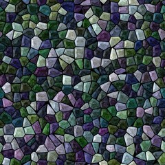 surface floor marble mosaic pattern seamless background with black grout - dark purple violet emerald green color