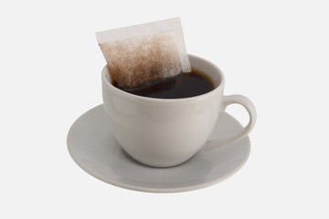 Coffee bags isolated on white background perspektif angle