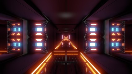 futuristic science-fiction tunnel corridor 3d illustration background