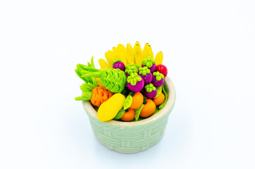 Fake fruit that is molded by clay