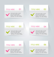 Business infographics template for presentation, education, web design, banners, brochures, flyers. Pink and green tabs. Vector illustration.