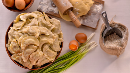 Dumplings are ready in a dish with ingredients