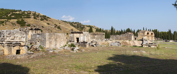 Turkey: tombs of the 1st and 2nd century AD in the North Necropolis of Hierapolis (Holy City), the ancient city located on hot springs in classical Phrygia whose ruins are near Pamukkale