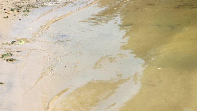 Close up River waves texture. Summer rest. Calm atmosphere. Stress relive 