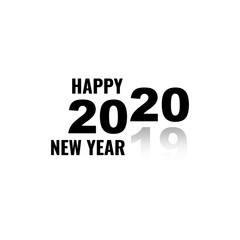 Happy New Year 2020 text design. Brochure design template, card, banner. Vector illustration. Isolated on white background.